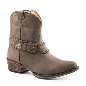 Roper Womens 8.5 Nelly Vintage Brown Faux Leather Cowboy Boots Western Classic